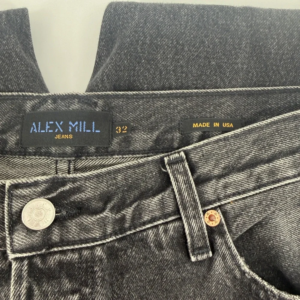 Alex Mill Jeans Mens 32 Washed Black 100% Cotton Made in USA Button Fly‎ Denim